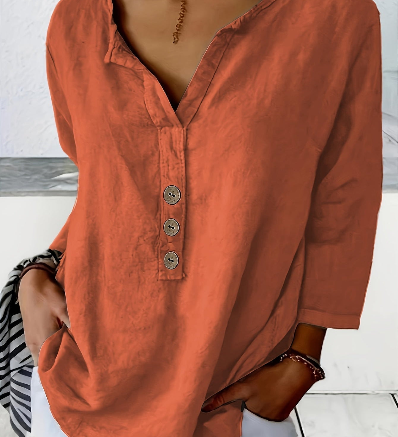 Solénya™ | Blusa de algodão-linho