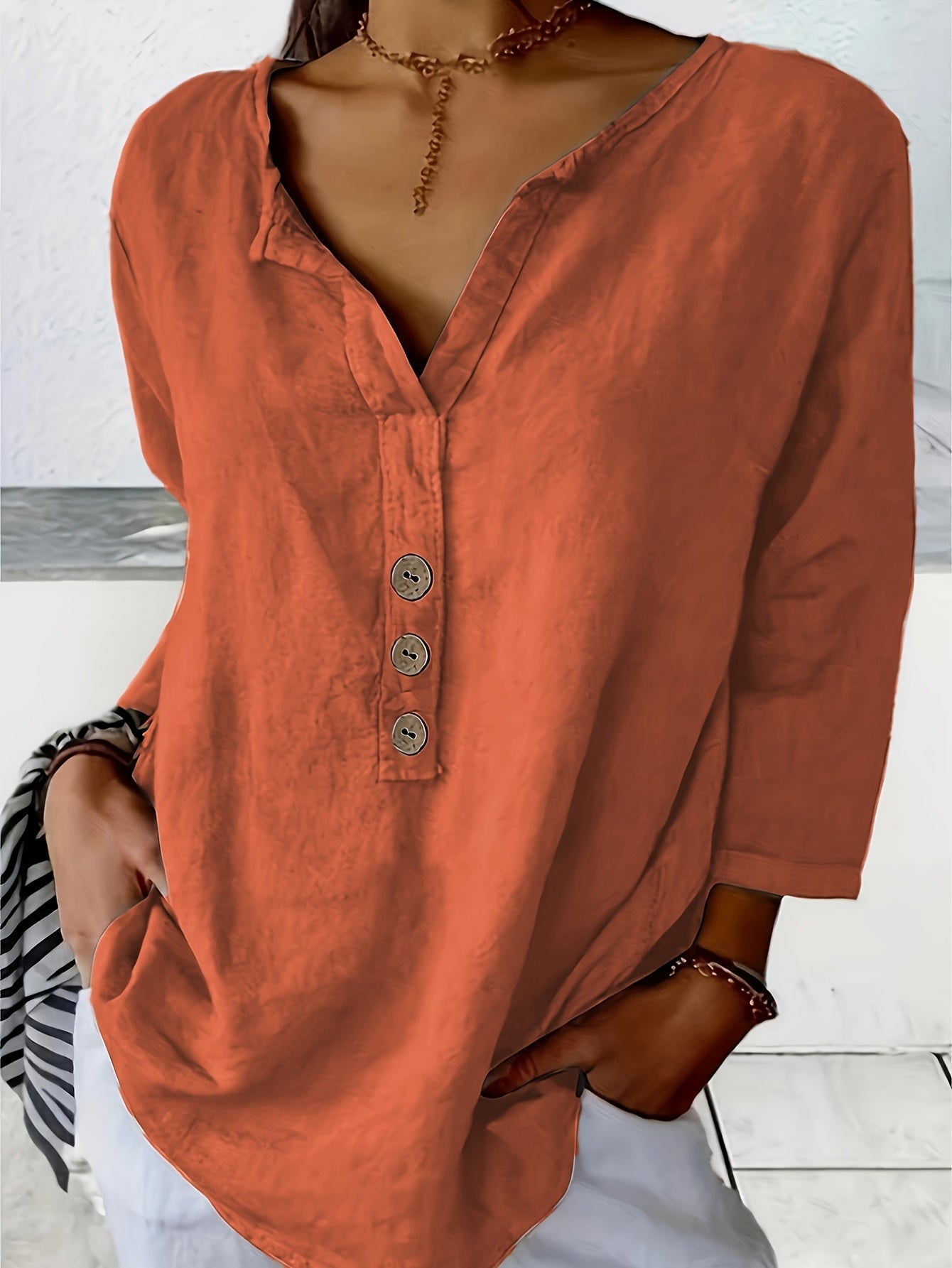 Solénya™ | Blusa de algodão-linho