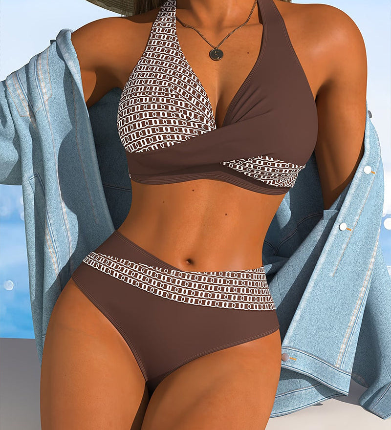 GEMMA™ | Bikini Halter às Rayas de Cores