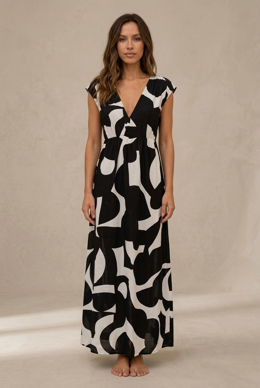 Camelia | Vestido midi fluido com estampado vibrante
