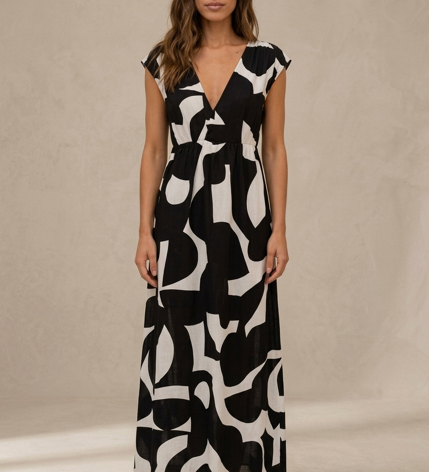 Camelia | Vestido midi fluido com estampado vibrante