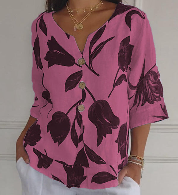 Despoina™ | Top floral com botões