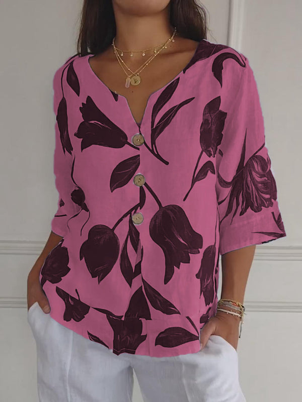 Despoina™ | Top floral com botões