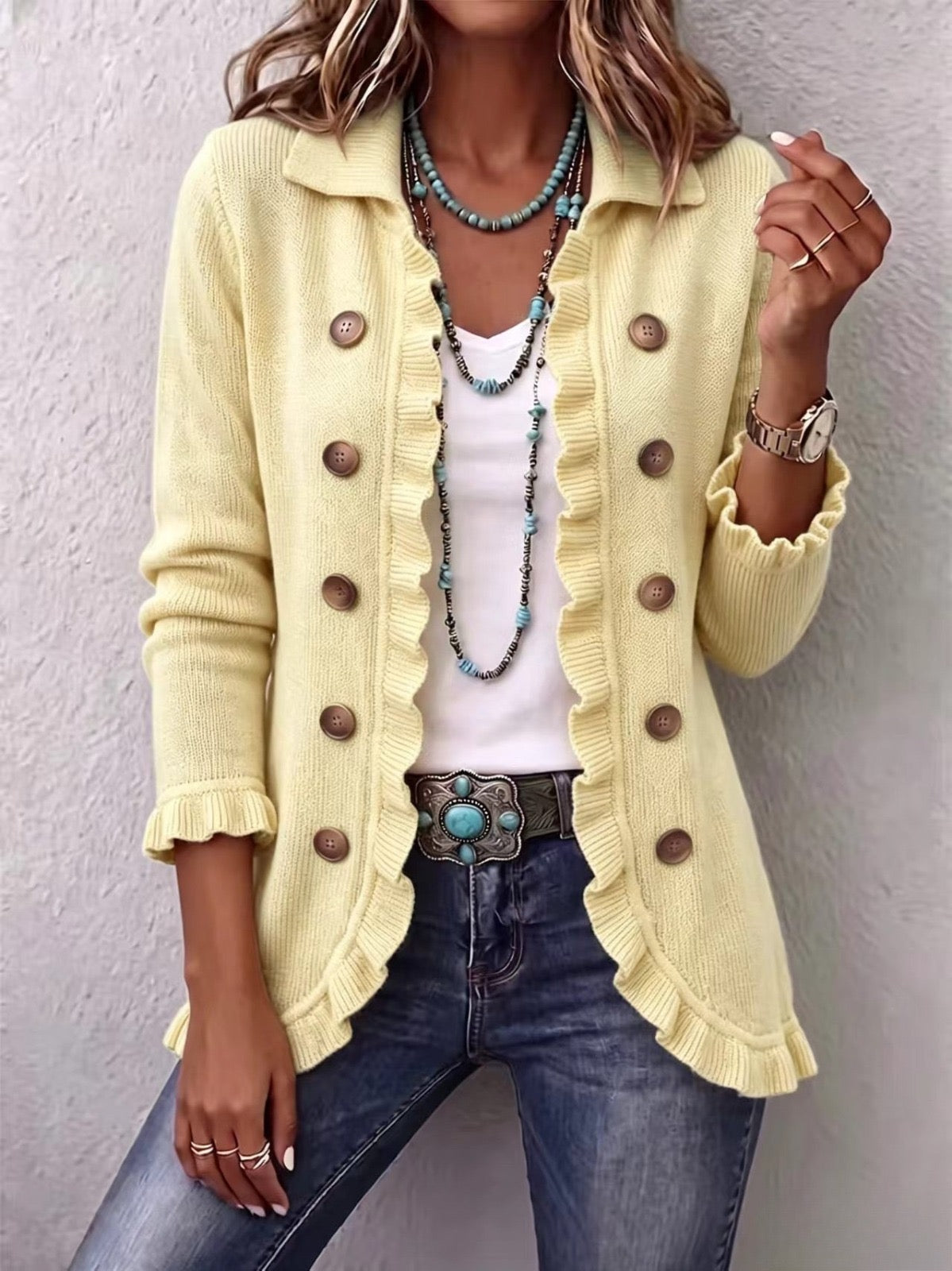Suzanne | Cardigan em Creme com Rendas