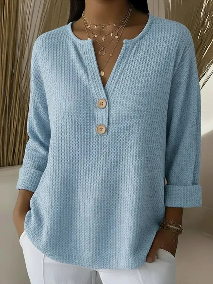Lucía | Camisola Henley Gofrada com Botões - 2