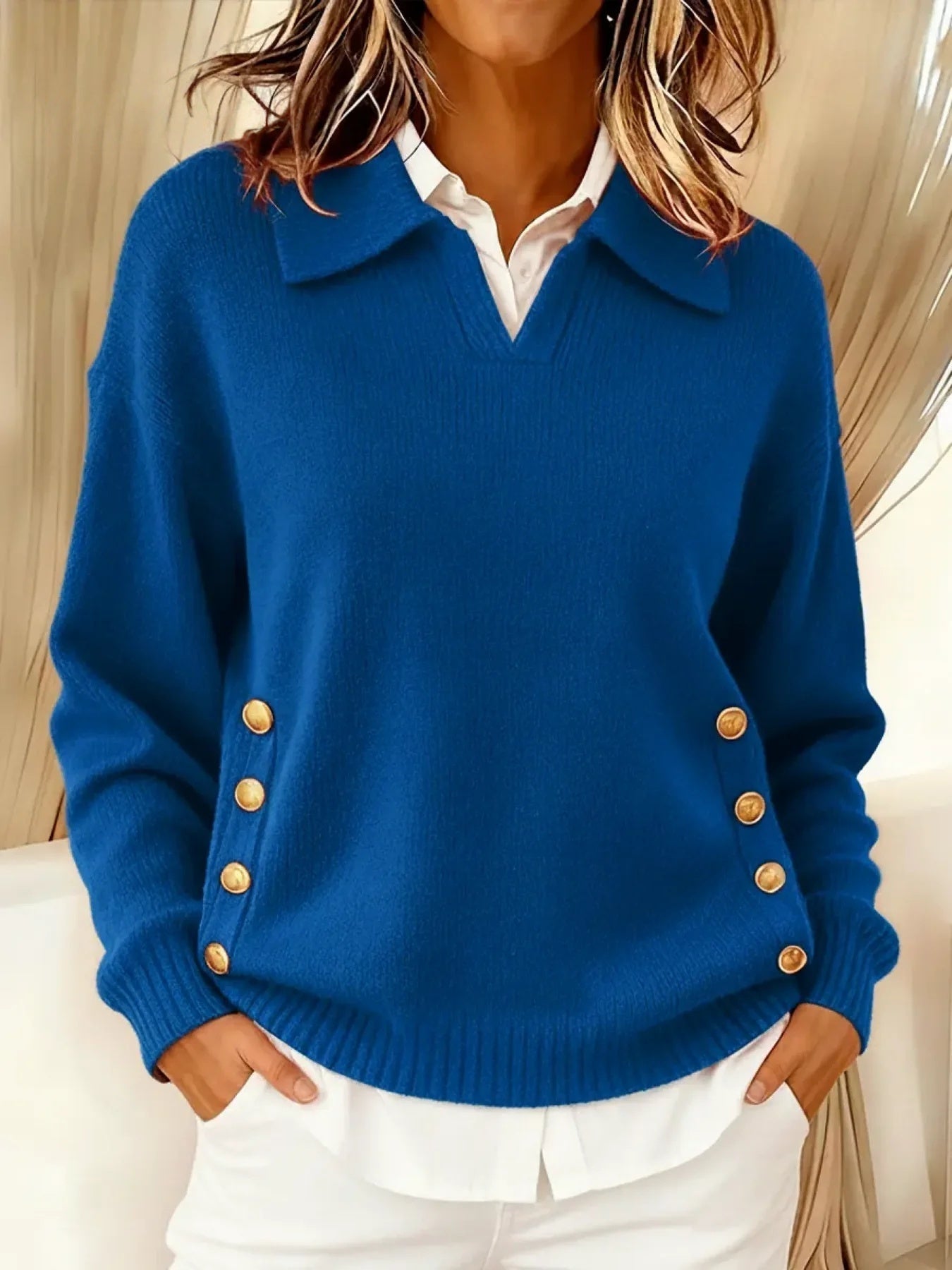 Vicenta | Jersey com Gola Polo e Botões