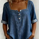 Avélia™ | Camisa de denim com colarinho quadrado