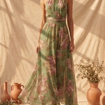 Livia | Vestido Maxi Halter Elegante com Flores