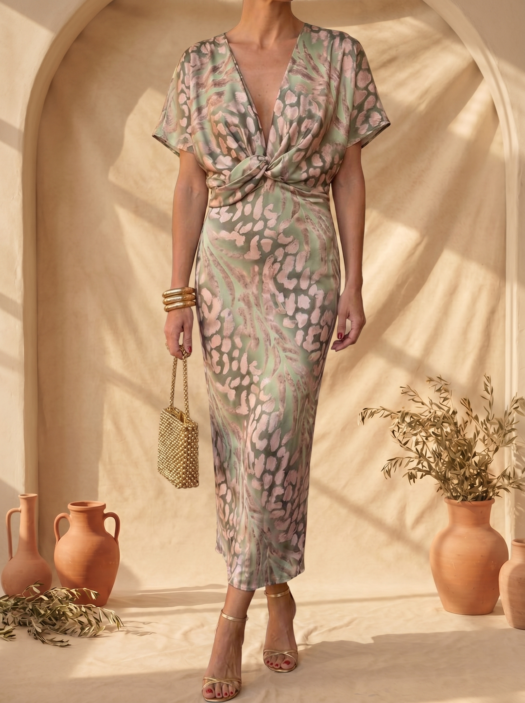Antonella | Vestido elegante de tecido leve e fluido