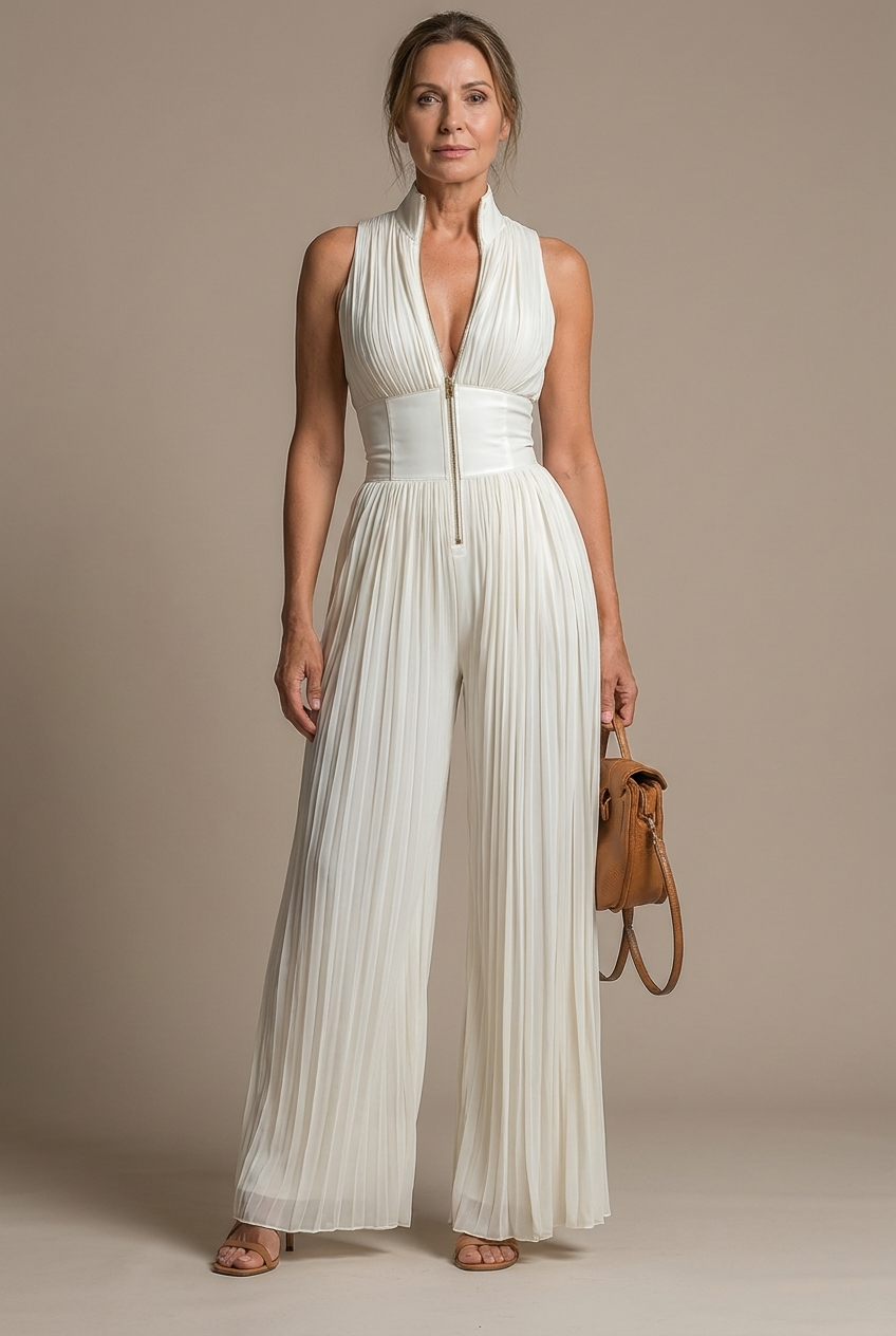 Lucía | Macacão plissado de chiffon