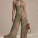 Inés | Macacão plisado de chiffon floral