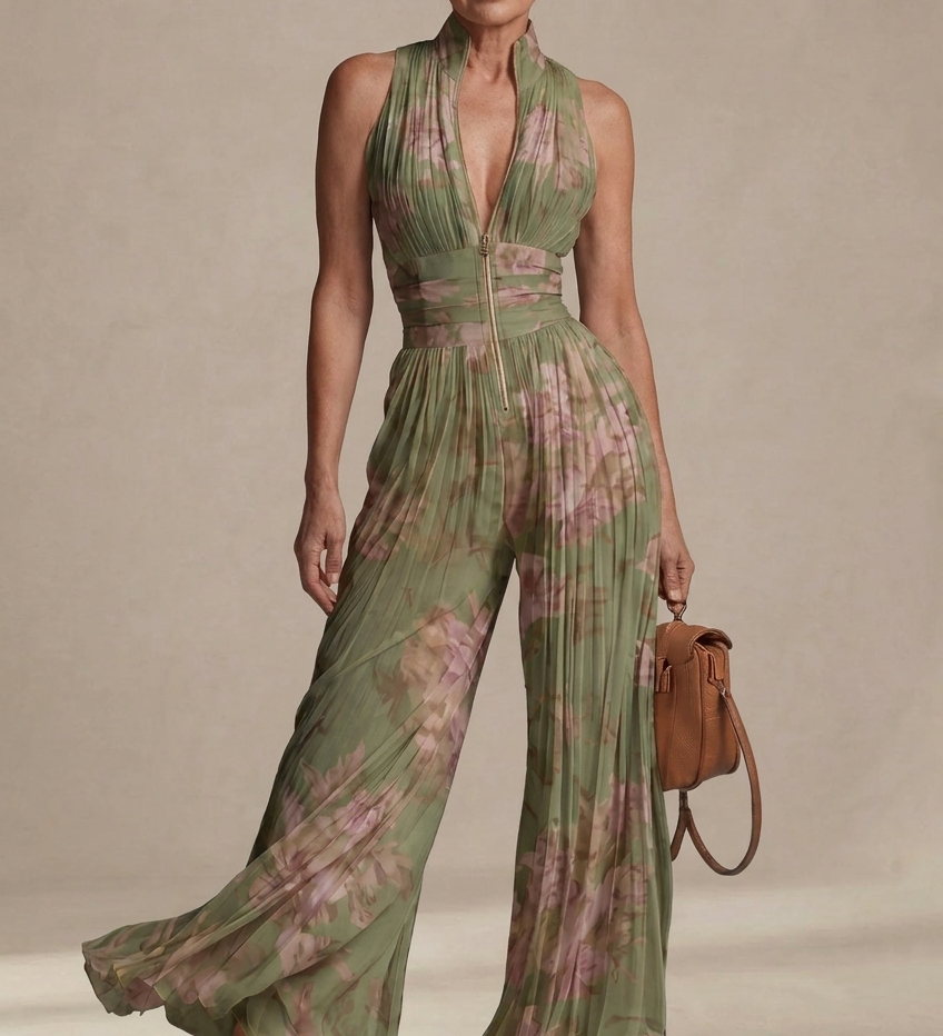Inês | Macacão plissado floral