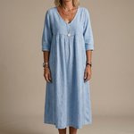 Alba | Vestido maxi com estampado floral artístico e algodão premium