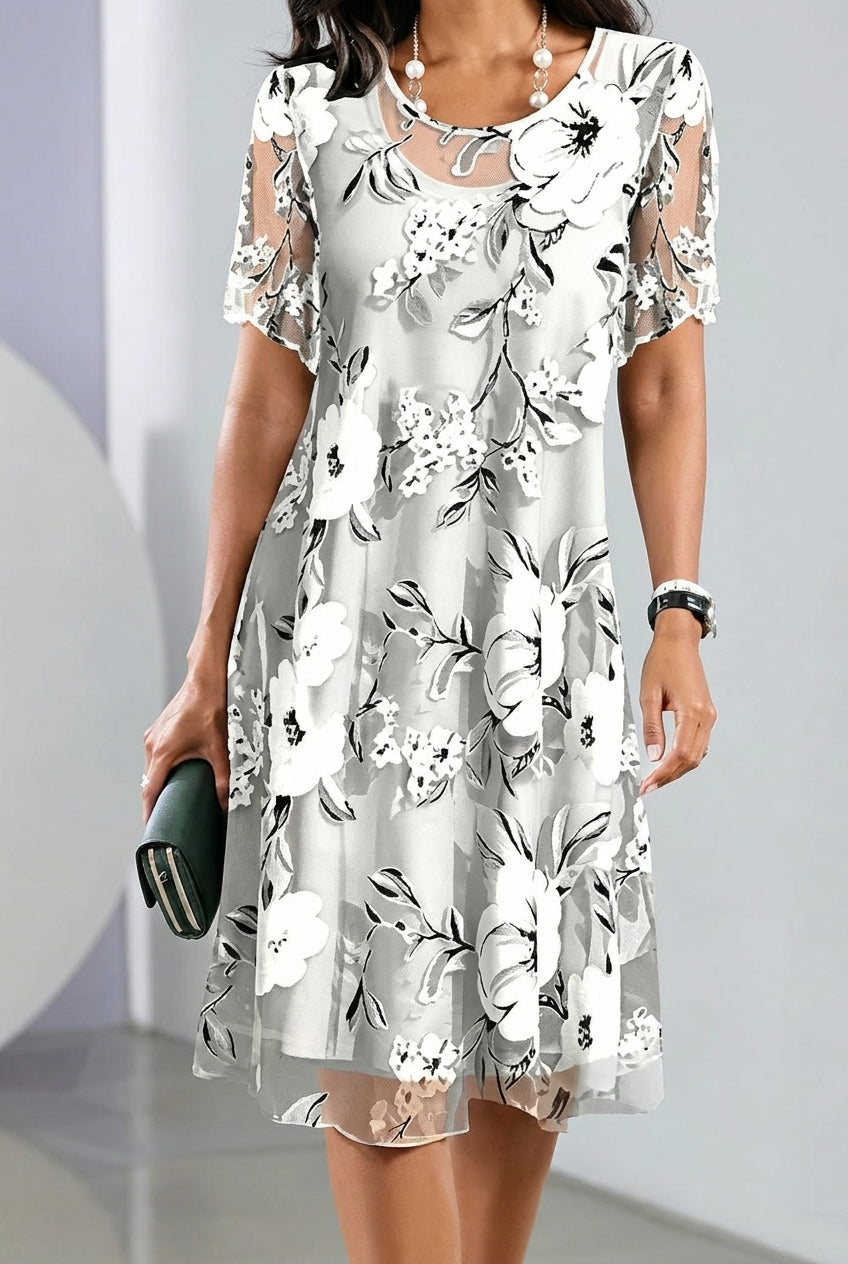 Elisa - Vestido de chiffon floral elegante