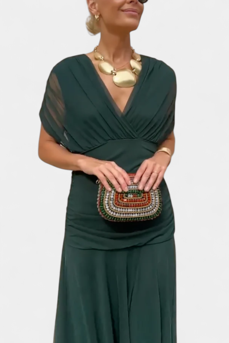 Alondra | Vestido Floral Longo com Decote em V