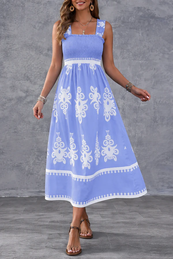 Martina | Vestido maxi com estampado artístico