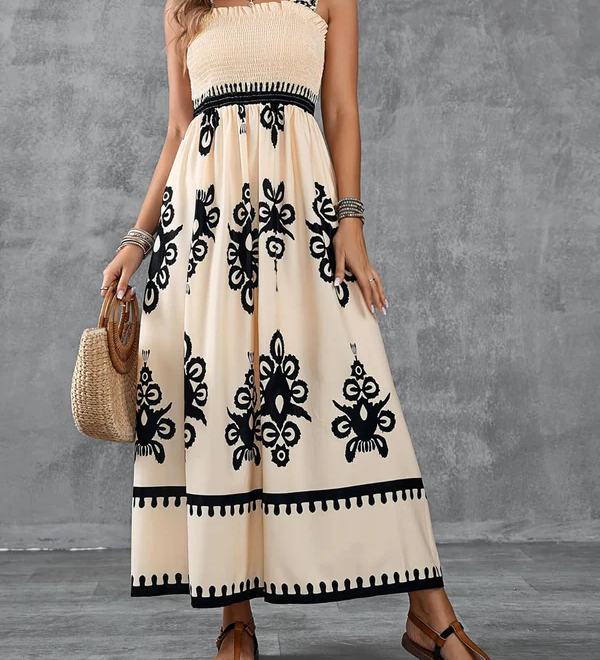 Martina | Vestido maxi com estampado artístico