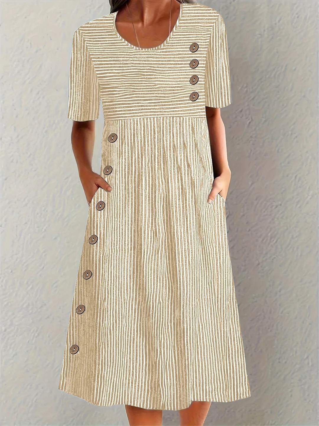 Marina - Vestido Midi Listrado Elegante