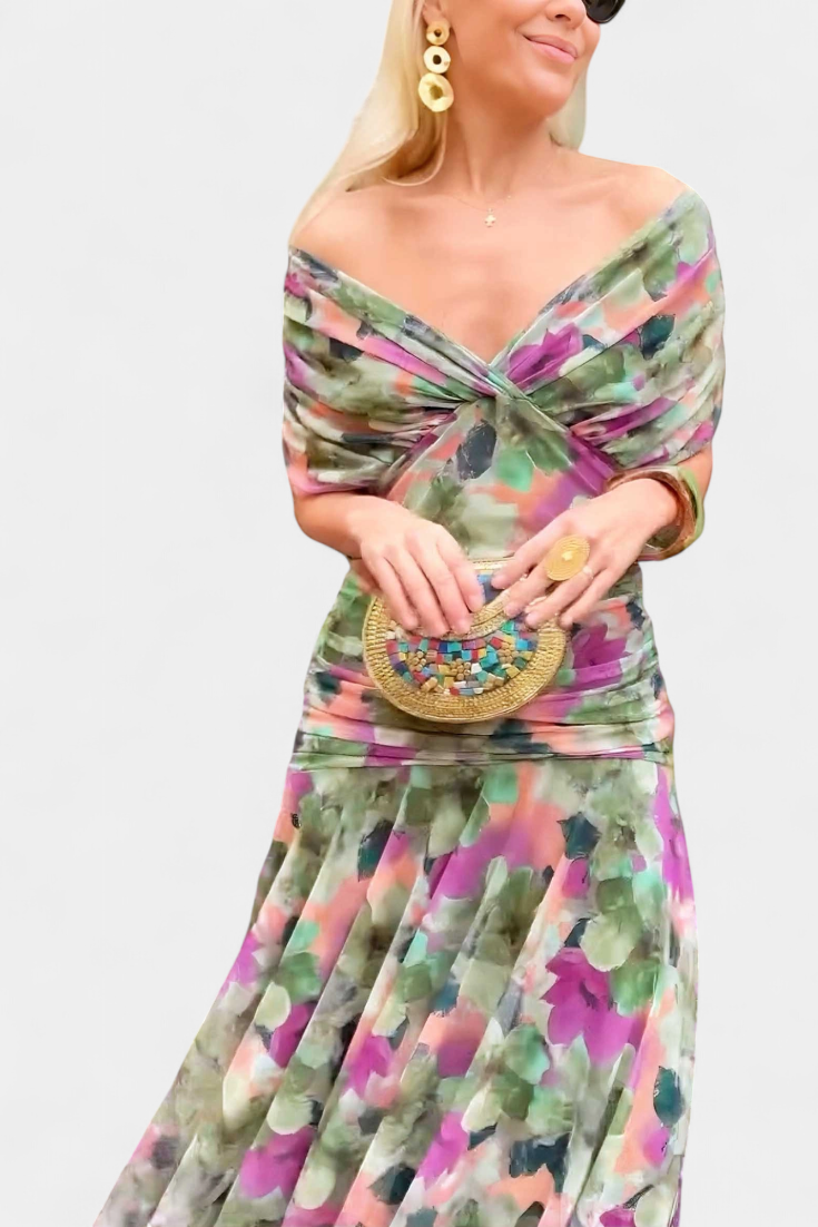 Alondra | Vestido Floral Longo com Decote em V