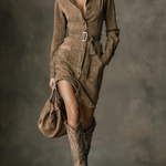 Evelyne | Vestido Midi com Mangas Longas