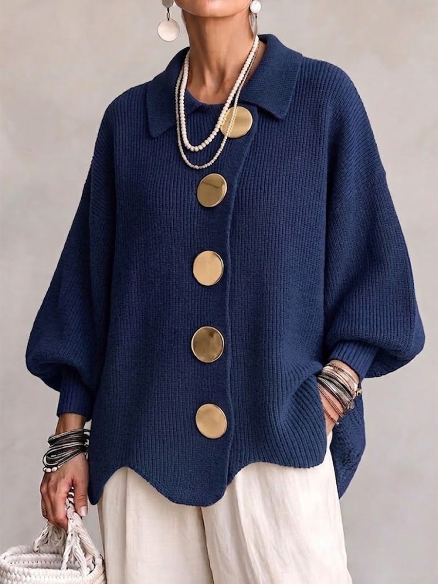 Victoire | Cardigan oversized com grandes botões dourados