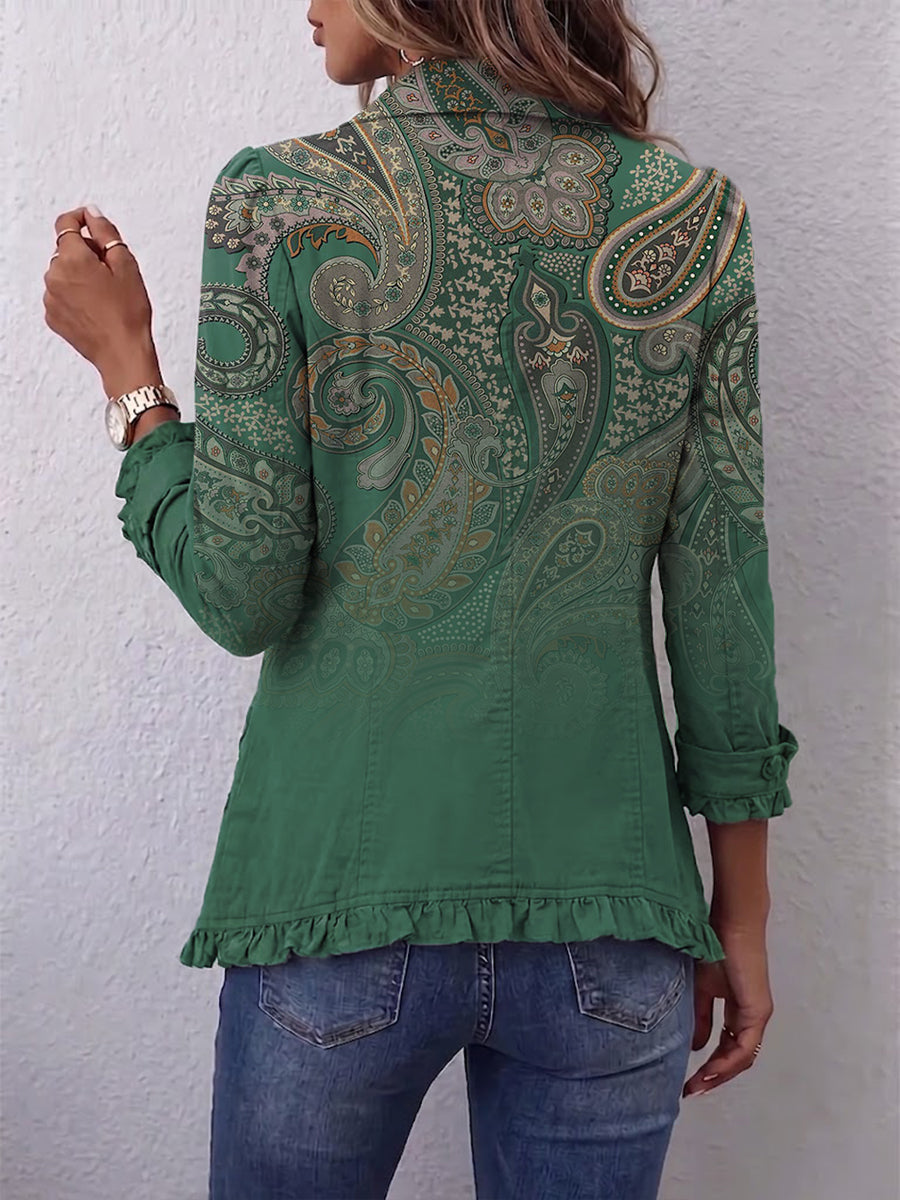 Mireille | Casaco de Cashmere Verde com Rendas