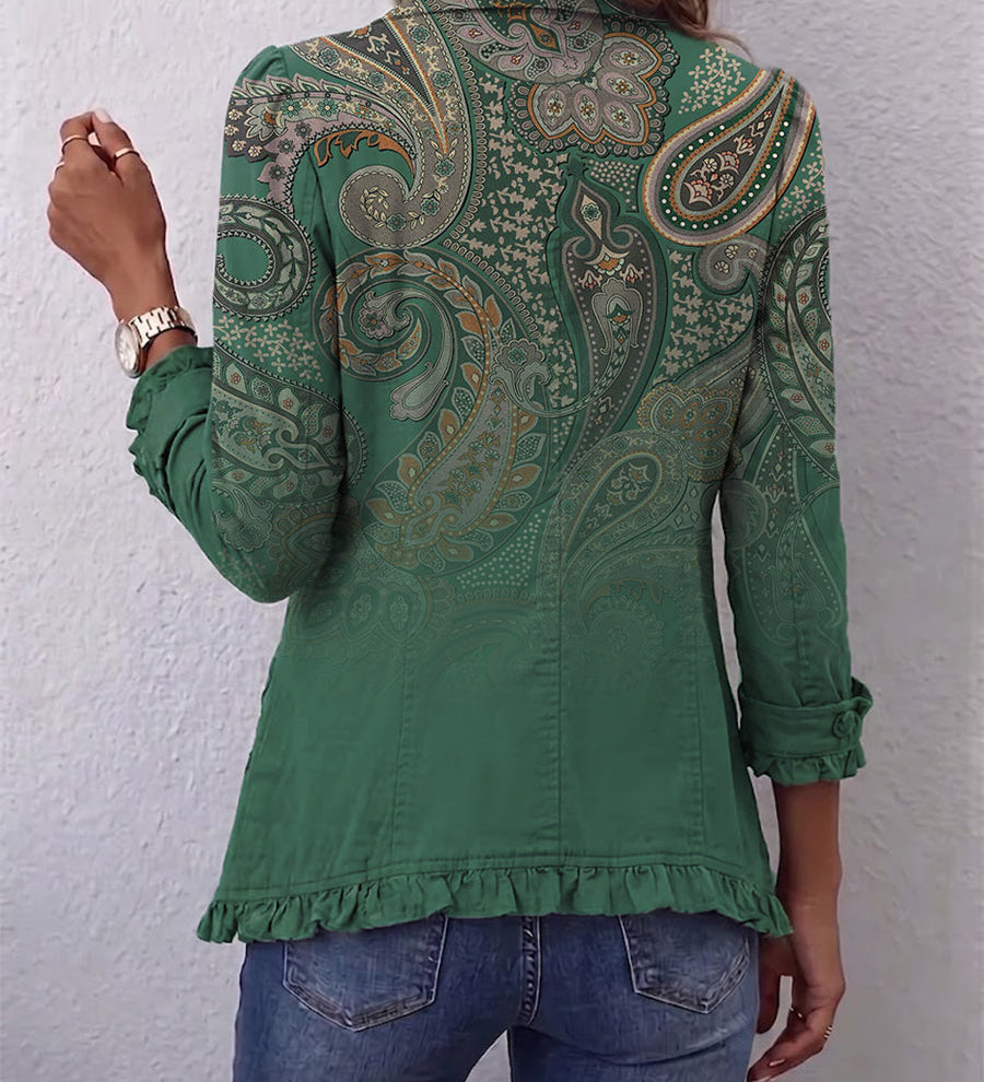 Mireille | Casaco de Cashmere Verde com Rendas
