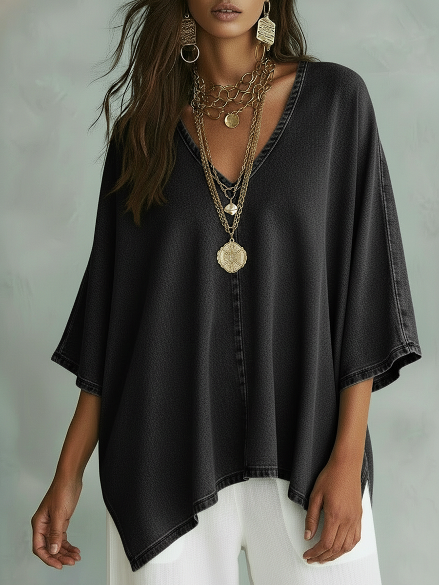Margot™ | Camisa de denim com decote em V