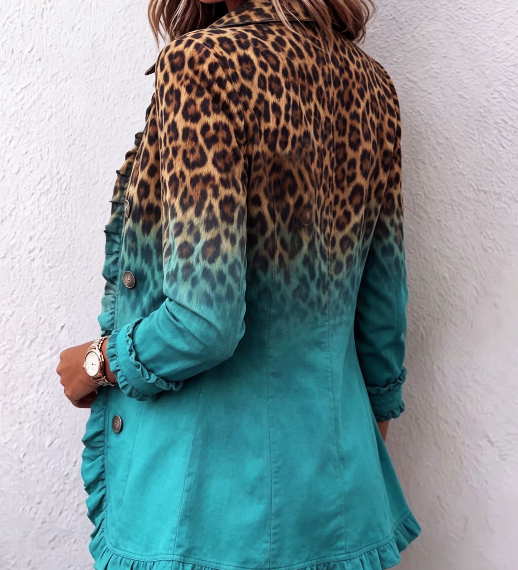 Chantal | Blazer com Degradê e Padrão de Leopardo com Rendas