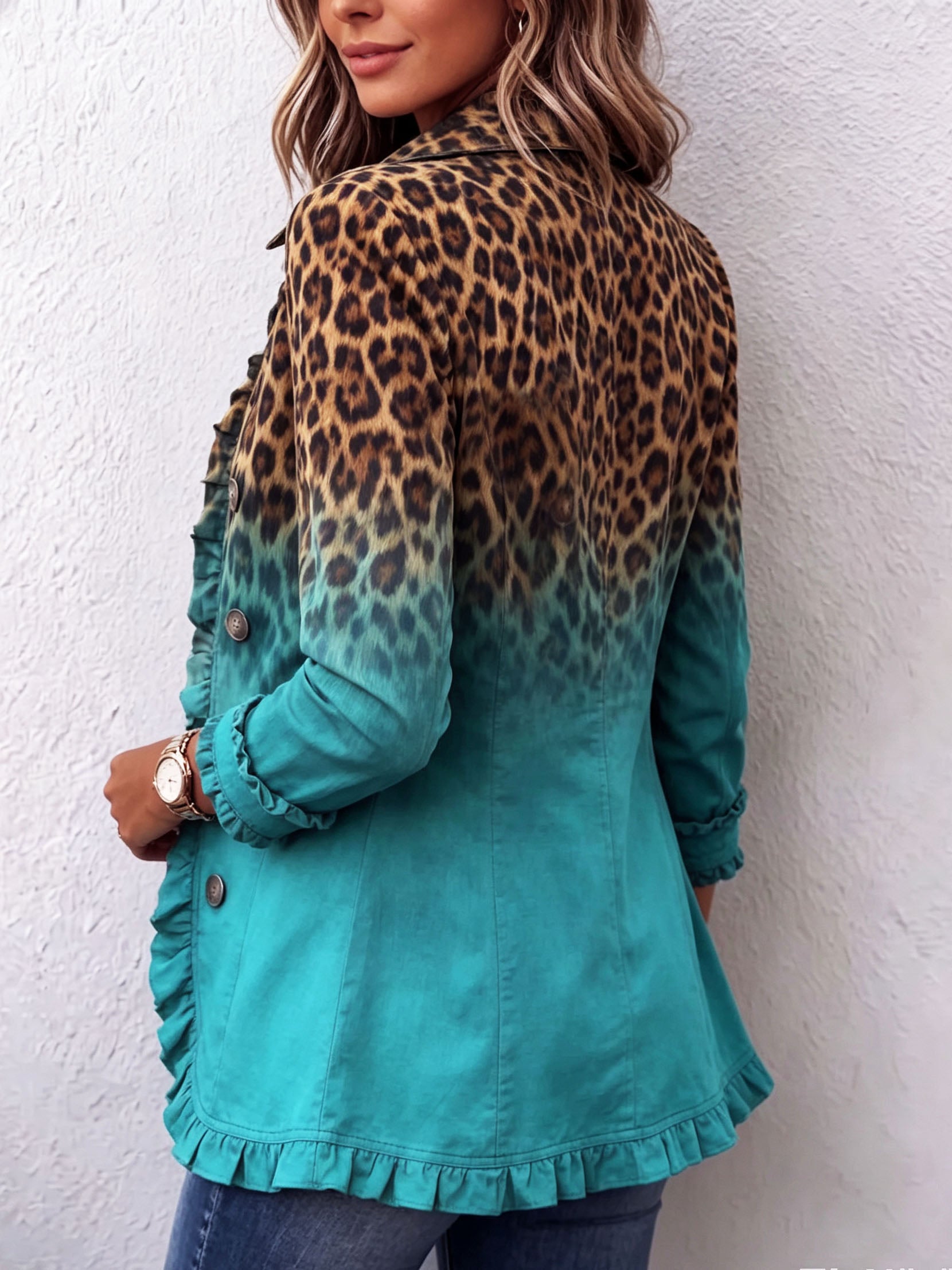 Chantal | Blazer com Degradê e Padrão de Leopardo com Rendas