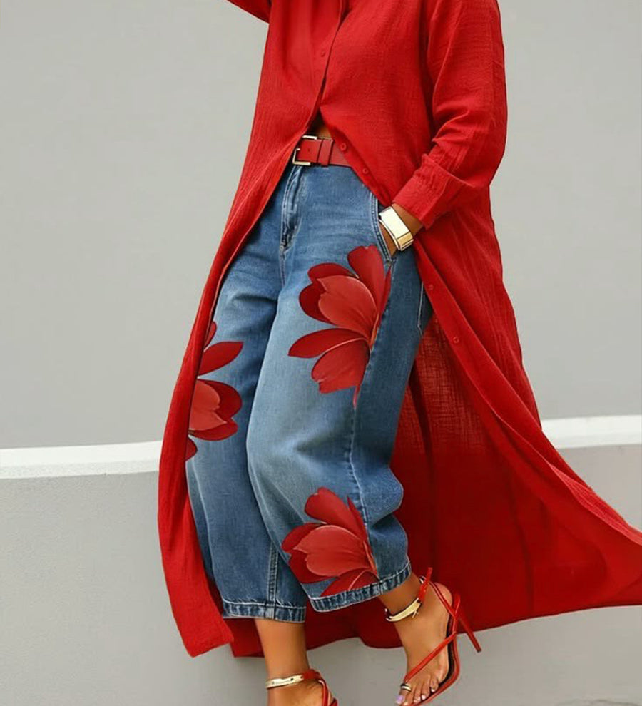 Marilou | Vestido de Linho & Conjunto de Denim Floral