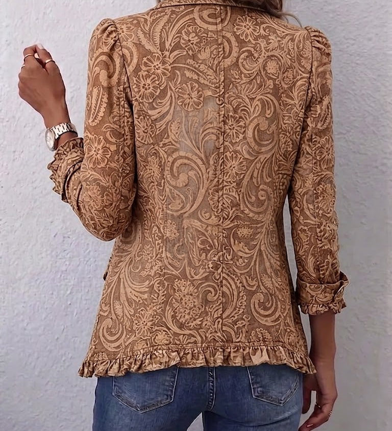 Katell | Colete Vintage com Padrão Floral e Rendas