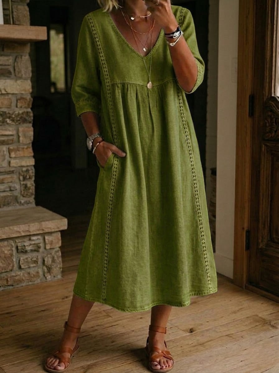 Alba | Vestido maxi com estampado floral artístico e algodão premium