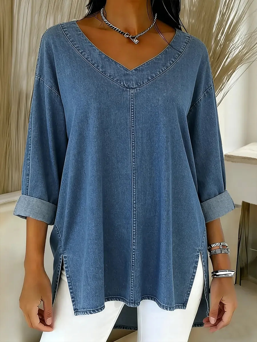 Adèle™ | Top em denim lavado