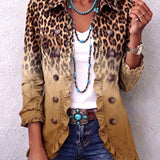 Évelyne | Blazer com padrão de leopardo em amarelo ocre e rendas
