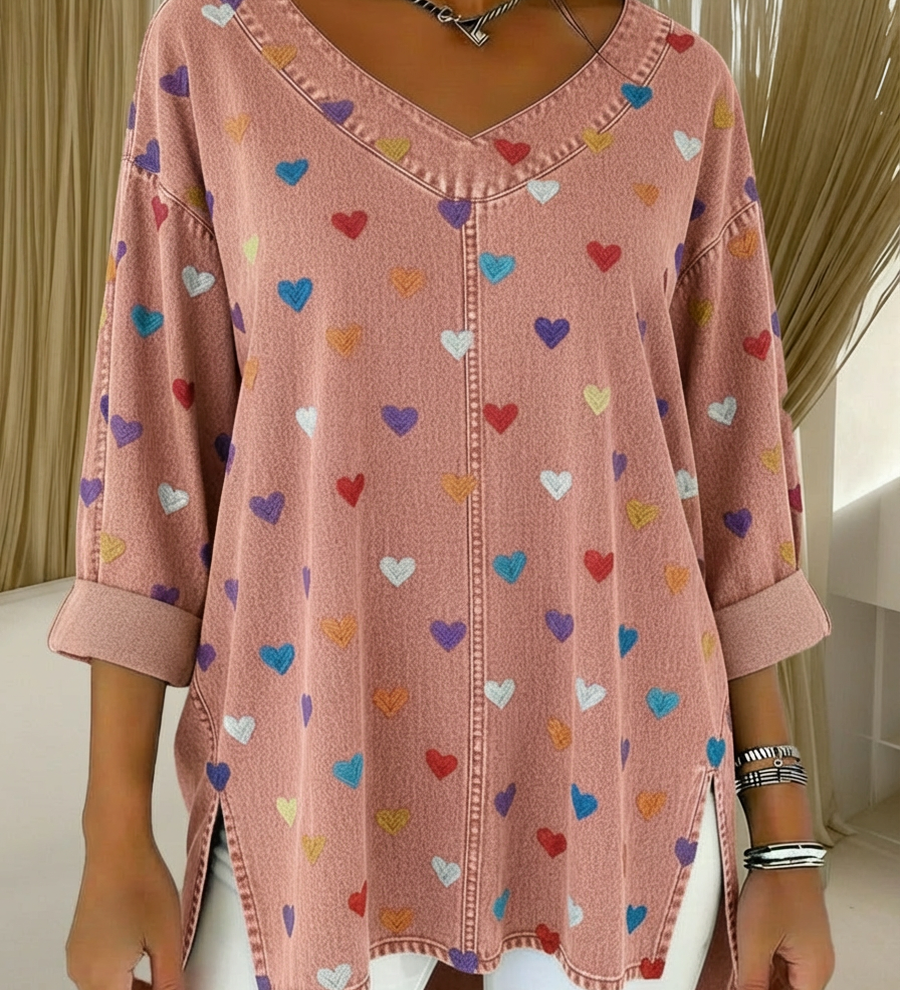 Soraya™ | Top em denim decote em V