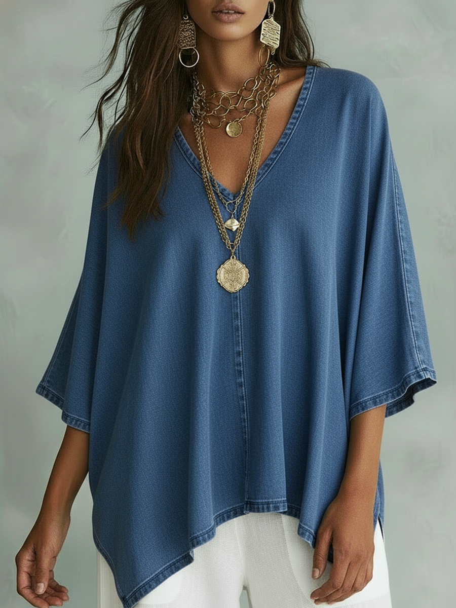Margot™ | Camisa de denim com decote em V