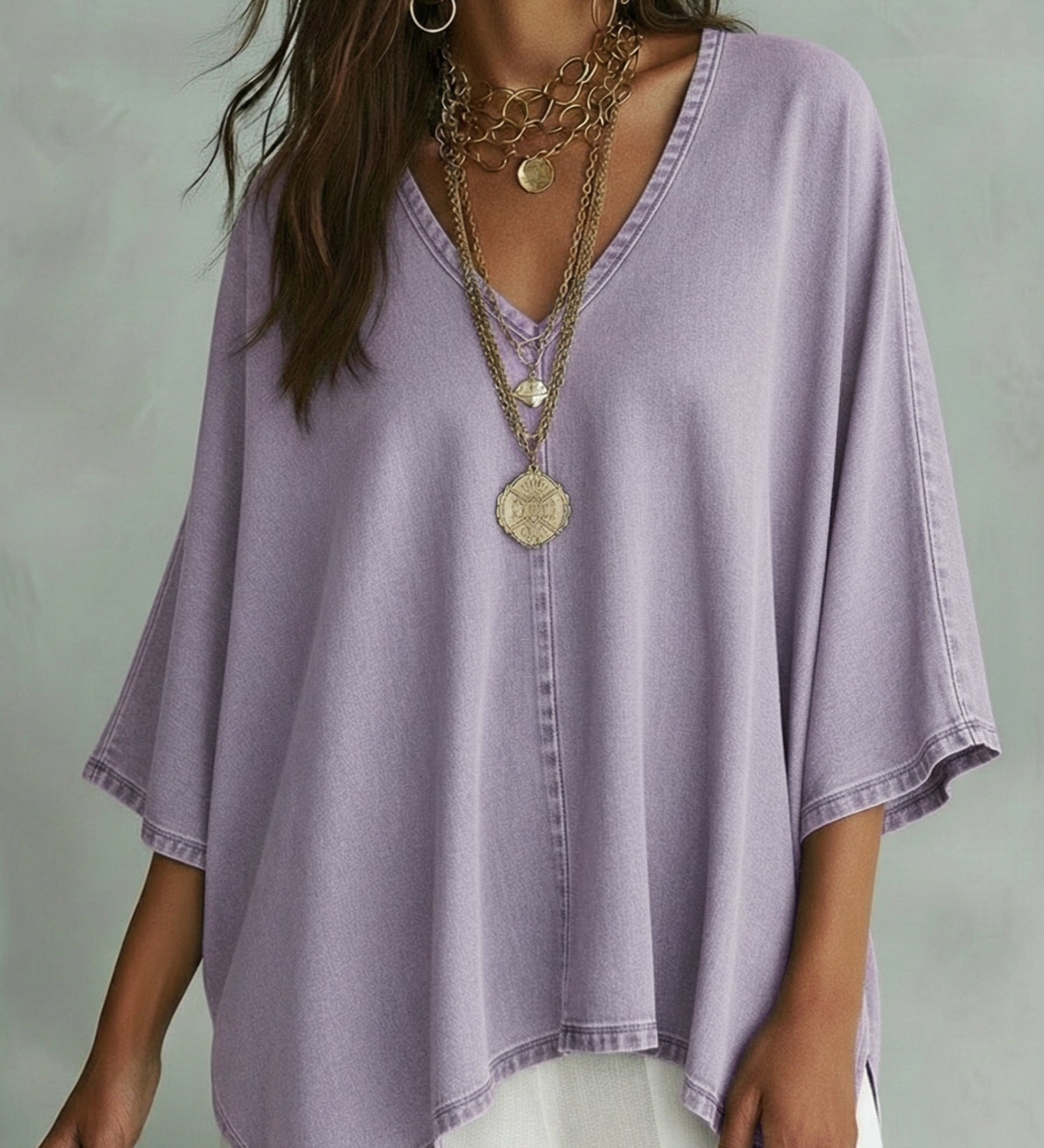 Margot™ | Camisa de denim com decote em V