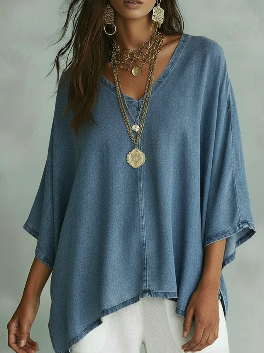 Margot™ | Camisa de denim com decote em V