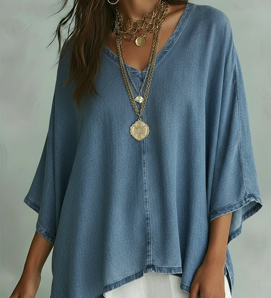 Margot™ | Camisa de denim com decote em V