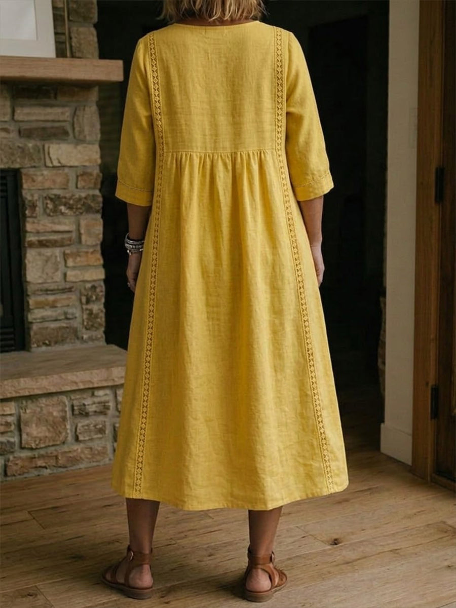 Alba | Vestido maxi com estampado floral artístico e algodão premium