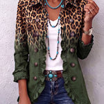 Lorraine | Blazer com padrão de leopardo verde e volantes
