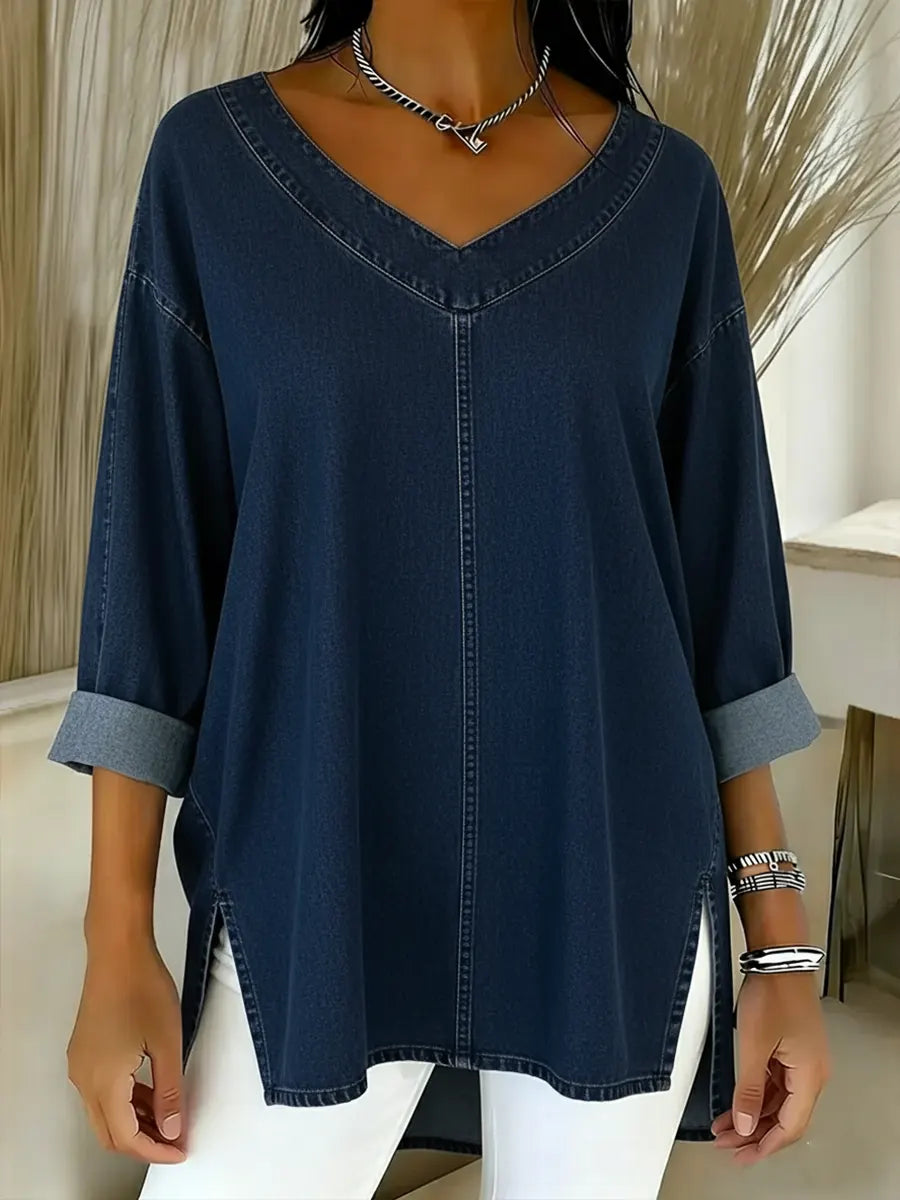 Adèle™ | Top em denim lavado
