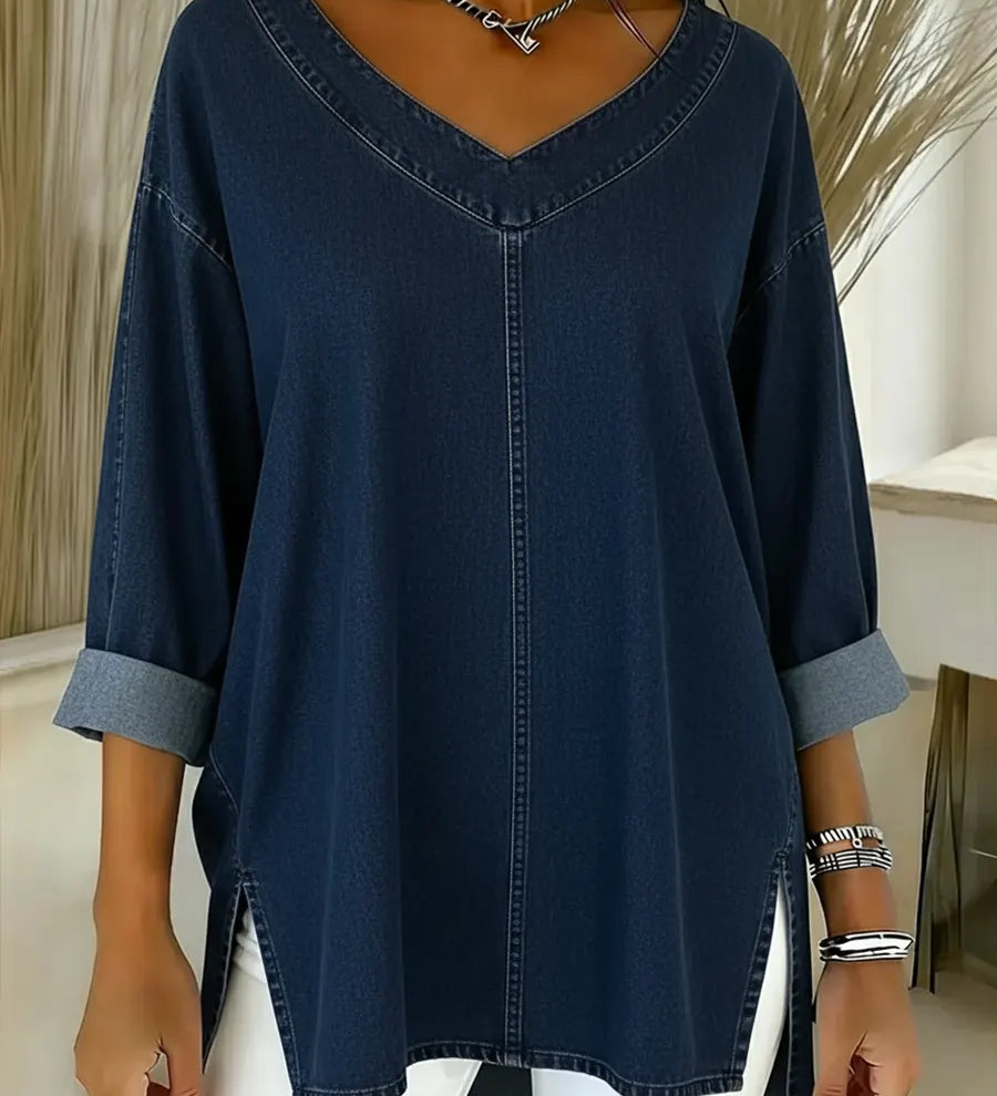 Adèle™ | Top em denim lavado