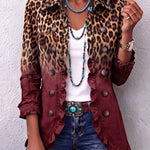 Huguette | Blazer com padrão de leopardo em bordeaux com volantes