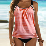 Julia™ | Tankini liso com estampado de leopardo