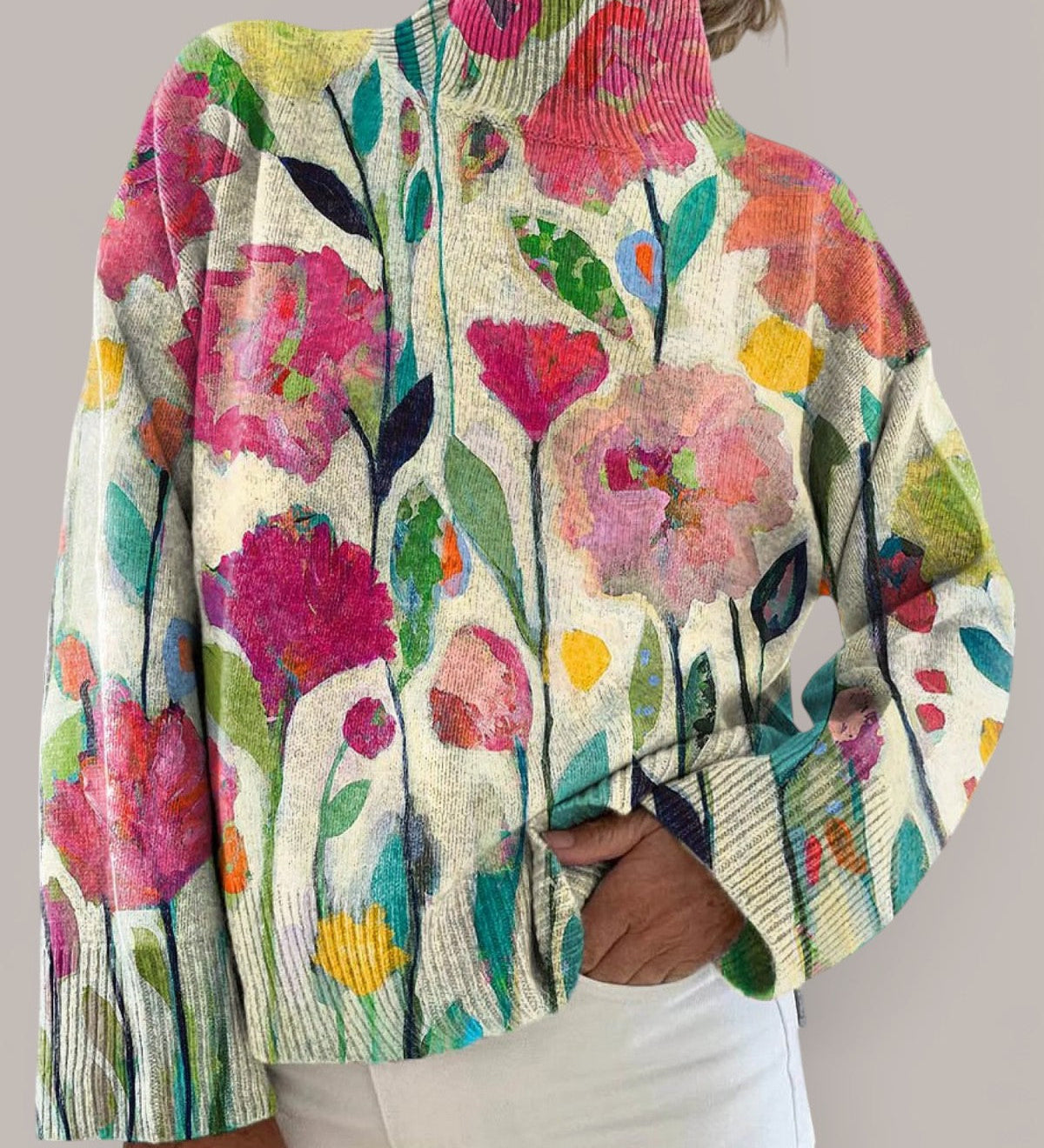 Clara | Pullover de gola alta floral