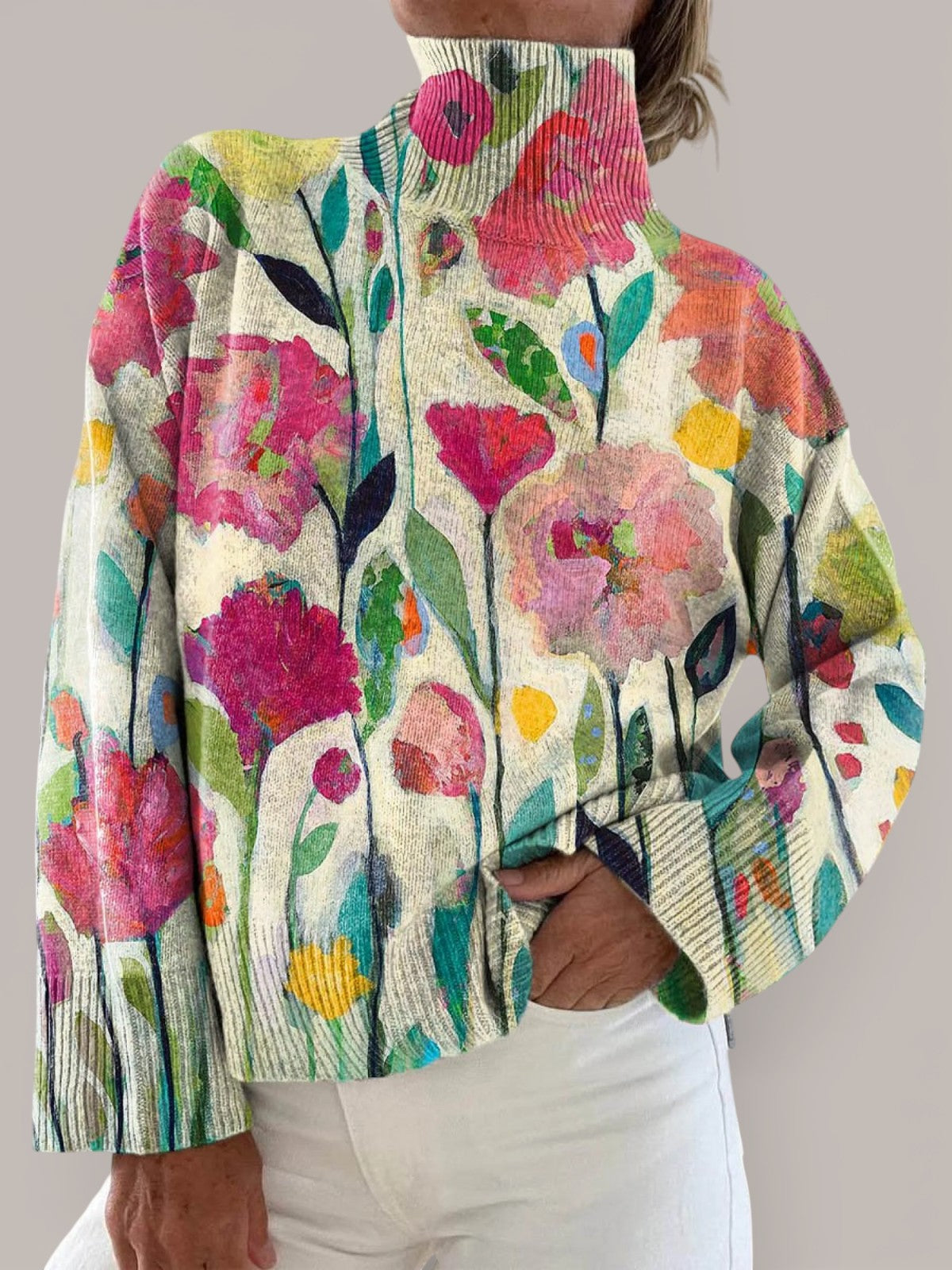 Clara | Pullover de gola alta floral
