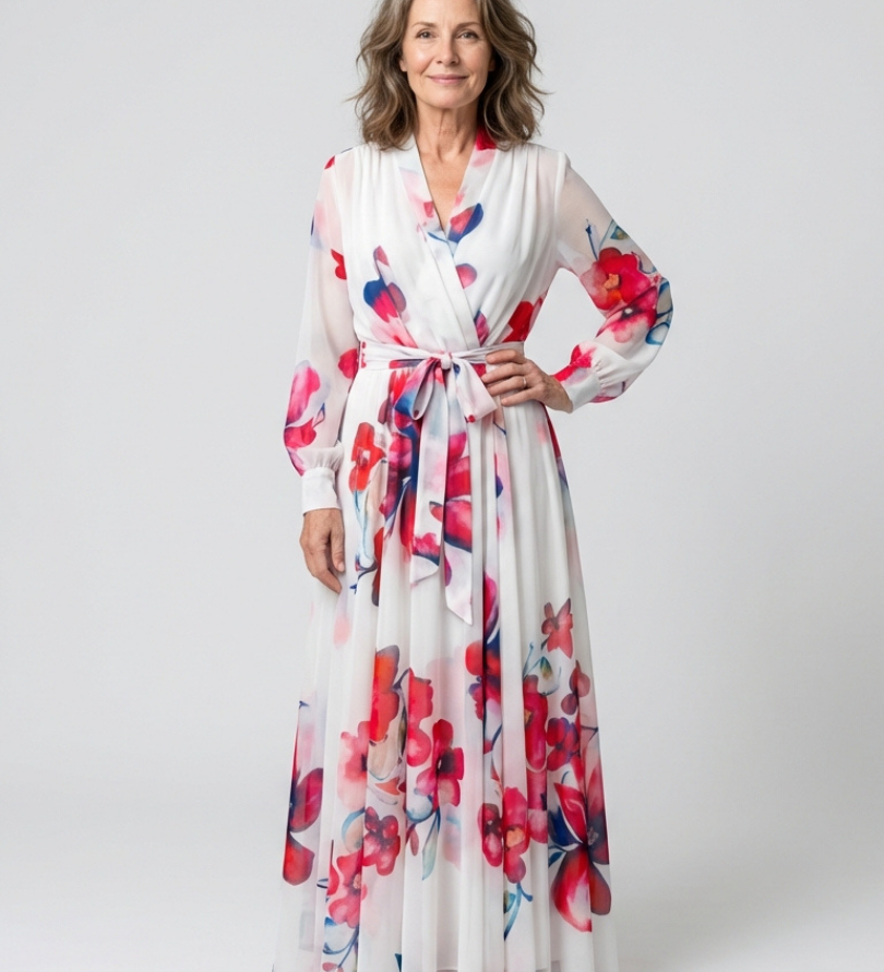 Manon | Vestido maxi de mangas longas floral