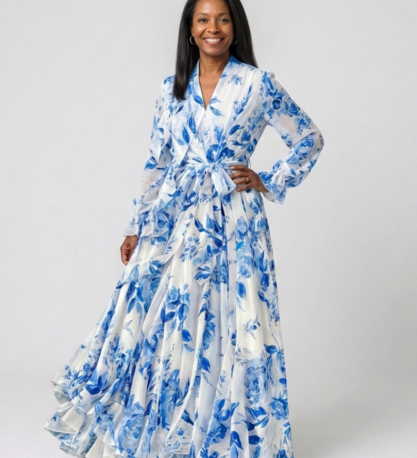 Manon | Vestido maxi de mangas longas floral